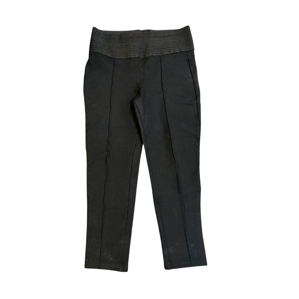 Zara Pants Thick Ponte Capri Tights SZ Large Elastic Waist Casual Office Pintuck